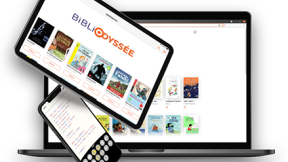 Ordinateur, tablette et smartphone ouverts sur le site  Bibliodyssée